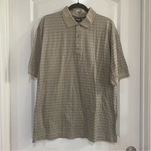 PING golf collection shirt tan color with stripes cotton‎ mens size Large.polo